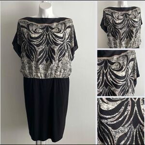 Black Patterned Dress, 3X, SL Fashions